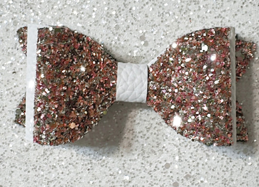 Christmas-Rose Gold & White Bow