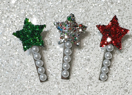 Christmas-Set of 3 Star Clips