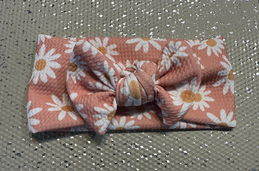 Pink Daisy Bow Headband