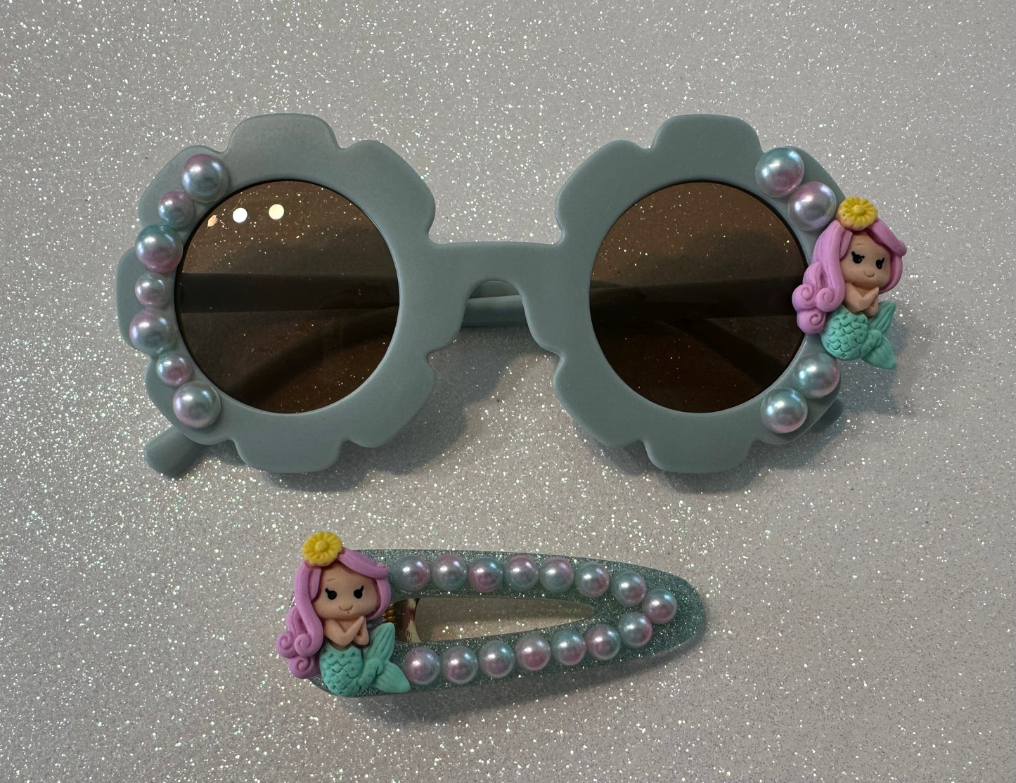 Mermaid Sunglasses & Clip-Light Pink/Blue