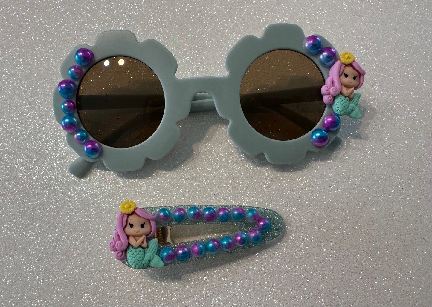 Mermaid Sunglasses & Clip-Purple/Blue